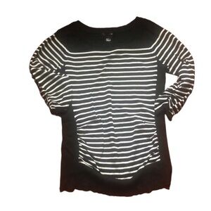 Striped Boatneck Pullover Sweater 89th  & Madison Black & White Size L